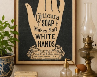 Vintage Soap Poster – Antique Bathroom Wall Art, Victorian Beauty Advertisement