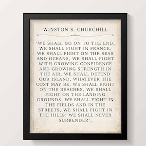 Winston Churchill Quote Poster We Shall Fight Inspirational WWII Speech Print