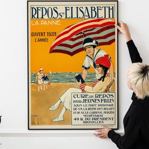 Póster de viaje belga vintage: póster art déco de los años 20