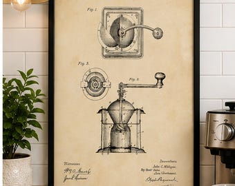 Vintage Coffee Mill Print – Antique Coffee Grinder Wall Art