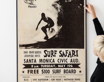 Surf Safari 1959 Movie Vintage Poster Santa Monica Cal