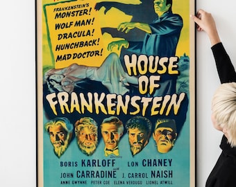 1940s Classic Monster Horror Poster – Vintage Gothic Cinema Print