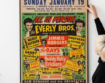 1958 Vintage Rock and Roll Concert Poster – Retro Music Legends