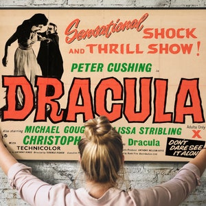 Dracula 1958 Classic Vintage Horror Movie Poster with Christopher Lee and Peter Cushing PRINTABLE DOWNLOAD