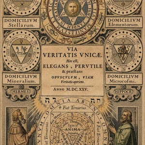 Antique Alchemy Poster, 1625 Hermetic Diagram Print, Occult Astrology Wall Art, Esoteric Vintage Decor
