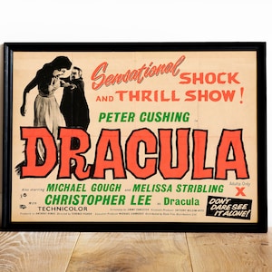 Dracula 1958 Classic Vintage Horror Movie Poster with Christopher Lee and Peter Cushing