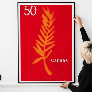 Cartel del 50.º Festival de Cine de Cannes de 1997: arte cinematográfico francés de época, impresión de festivales de cine clásico