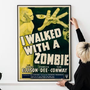I Walked with a Zombie Poster – 1940s Classic Horror Film, RKO Cult Cinema Art, Vintage Gothic Thriller Print