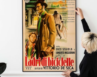 Vintage Italian Cinema Poster – Retro Neorealist Film Print, Classic Mid Century European Movie Wall