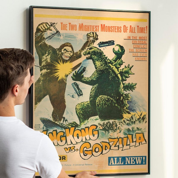 King Kong vs Godzilla 1963 affiche de film impression science-fiction vintage téléchargement imprimable