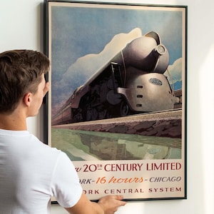 Zestaw 3 plakatów podróżniczych w stylu retro – sztuka kolejowa w stylu vintage, klasyczny wydruk pociągu, reklama historyczna, wystrój turystyczny DO DRUKU POBIERZ