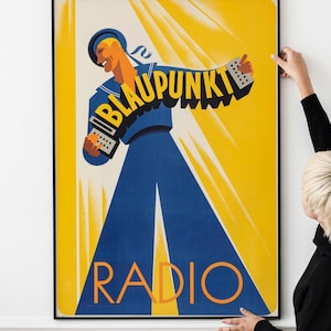 Manifesto pubblicitario Art Deco delle radio Blaupunkt (anni '30)