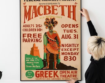 Macbeth Theatre Poster – 1936 Vintage Shakespeare Playbill Print (PRINTABLE DOWNLOAD)