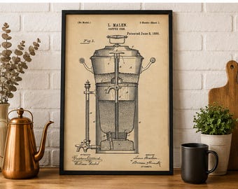 Coffee Pot Print – Vintage Coffee Wall Art, Espresso Bar Kitchen Decor