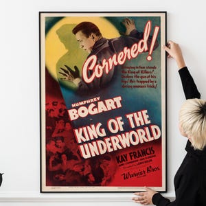Humphrey Bogart ist König der Unterwelt 1939 Superb Vintage Classic Poster 24x36 GERAHMT