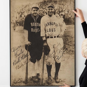 Babe Ruth und Lou Gehrig signierter Werbefotografie-Poster-Druck Yankee-Stadium-Druck DRUCKBARE DOWNLOAD