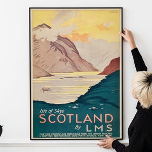 Vintage Scottish Travel Poster – 1930s LMS Railway, Retro Highlands Tourism London, Midland and Scottish Railway PRINTABLE DOWNLOAD