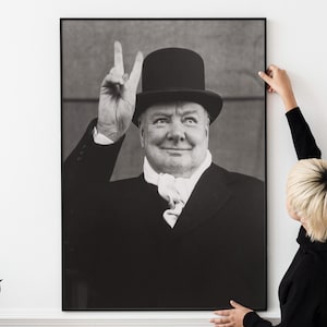 Winston Churchill Victory WW2 Propaganda Poster - Never Give Up - Success Poster