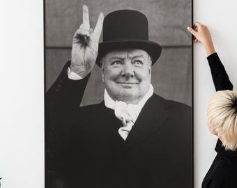 Póster de propaganda de la victoria de Winston Churchill en la Segunda Guerra Mundial: Nunca te rindas, póster de éxito.