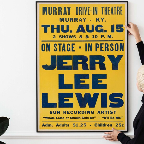 Jerry Lee Lewis Classic Rock and Roll Revue, 1957 Kentucky Drive-In Theatre Concert Poster PRINTABLE DOWNLOAD