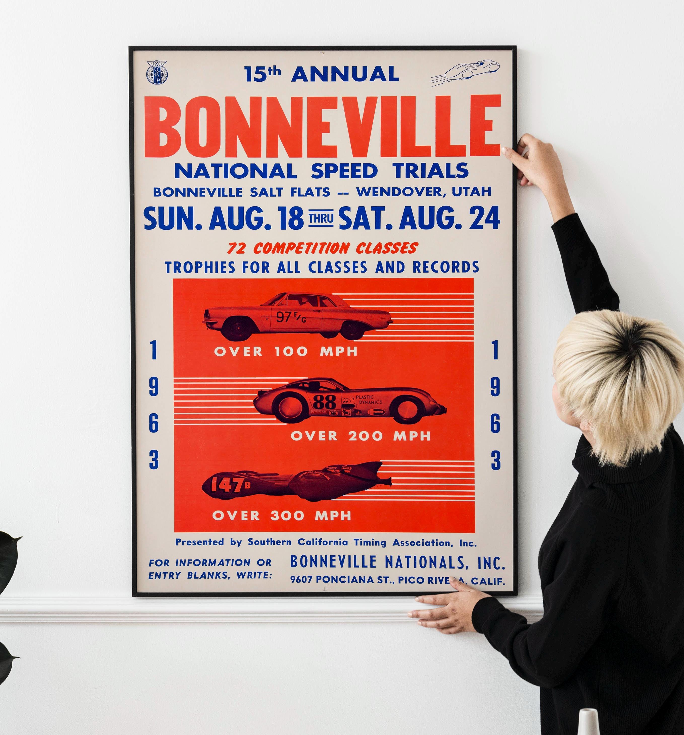 1963 Bonneville Salt Flats Racing Poster – Vintage Speed Event