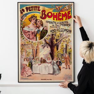 ラ プティット ボエーム 1920 フランス オペラ ポスター – ボエーム ヴィンテージ アール ヌーボー ミュージック プリント、パリ劇場装飾
