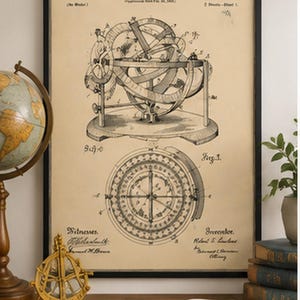 Vintage Stellar Compass Patent, Celestial Navigation Print, Nautical Wall Art, Sailor Gift