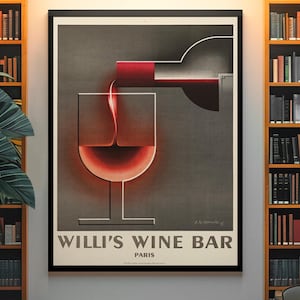 Art Deco French Wine Poster – Vintage Paris Champagne Bar Advertising Print