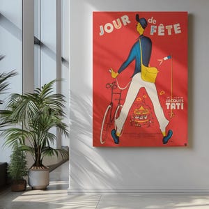Jour de Fete 1949 - Jacques Tati Pôster de filme francês vintage DOWNLOAD PARA IMPRESSÃO