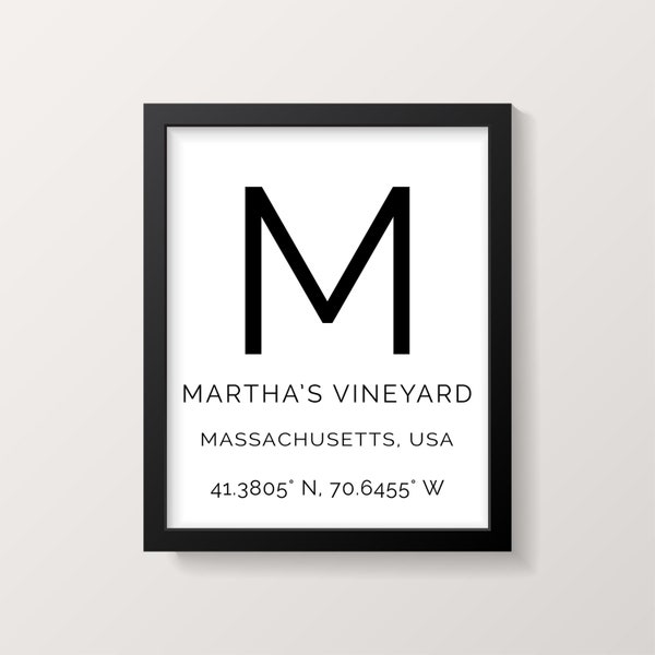 Martha's Vineyard, Coordinates Print
