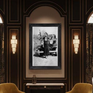 1930s Gangster Girl Bonnie Vintage Poster – Bonnie and Clyde Retro Crime Era Outlaw Print