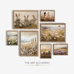 Printable spring wildflower prints set of spring wall art gallery set easter bundle country field landscape farmhouse decor cottagecore art