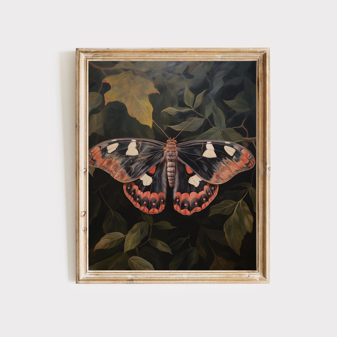 Dark Cottagecore Moth Print Moody Moth Printable Art Dark Academia Moth ...