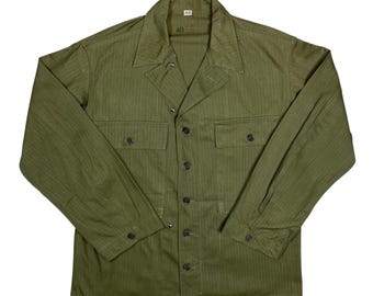 Vintage US Army HBT Shirt Jacket 13 Star Named Military - Size 36