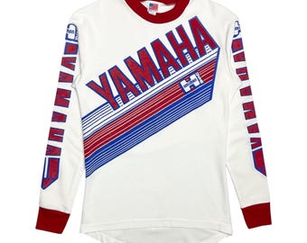 Vtg 70s 80s Yamaha Jersey Black Yellow XL Motocross Motorcycle