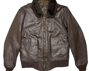 70s G-1 ヴィンテージ SCOVILLzip US NAVY 70s Vintage Scoville Zip G-1 Flight jacket 42 Brown