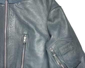 german air force grey leather flight jacket
