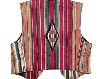 Chaleco de lana estilo western con estampado azteca de los años 80 - XS/S