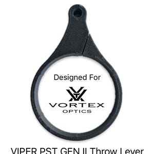 May include: Black throw lever designed for Vortex Optics Viper PST Gen II riflescopes.
