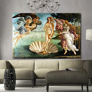 Sandro Bottichelli El nacimiento de Venus Lienzo o póster Impresión Arte de pared para sala de estar Impresión de arte clásico Decoración de pared moderna Regalo de inauguración de la casa