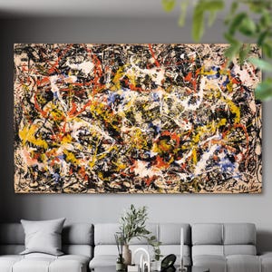 Jackson Pollock Convergence Canvas Print Ready to Hang Famous Wall Art Living Room Abstract Print Modern Wall Decor Housewarming gift to Her