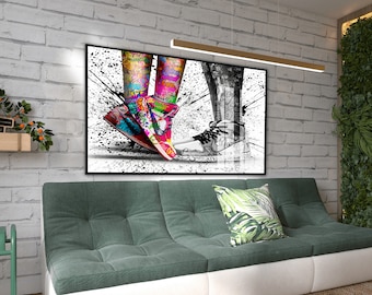 Graffiti Sneaker Printable Canvas  Ready to hang Pop Art Wall Art Glass Living room decor Best friend gift Valentine&#39;s Day Gift