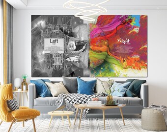 Left brain right brain Canvas or Poster Print Psychology Wall Art for Living Room Classic Art Print Modern Wall Decor Psychologist Gift
