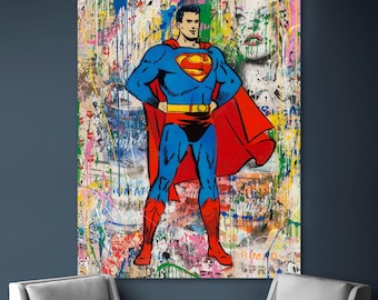 Brainwash Super Hero Canvas or Poster Paper Print Wall Art for Living Room Graffiti Art Print Urban Wall Decor Housewarming gift for Him