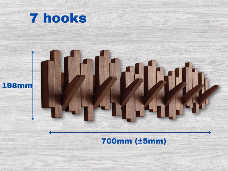 Irregular Wood Wall Mounted Piano Coat Rack, Easy to Install, Flip Down