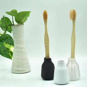 Toothbrush holder including bamboo toothbrush