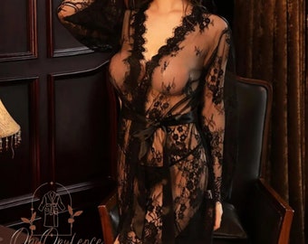 Nightgown Robe Sleepwear | See-Through Fashion | Lace Night Dress