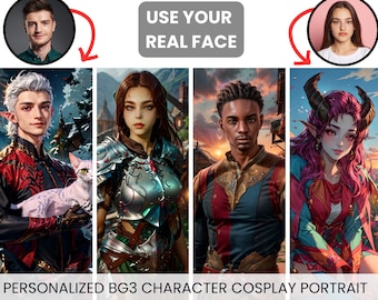 Commissione per ritratti cosplay personalizzati di personaggi di Baldur's Gate 3 - Il tuo volto in un'avventura fantasy!
