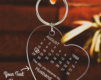 Personalized Calendar Keychain The Day You Became My Special One Keyring