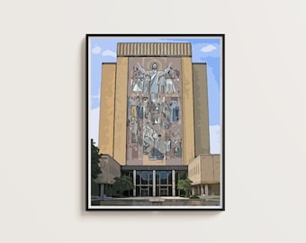 University of Notre Dame Hesburgh Library Digital Art Print [UNFRAMED]